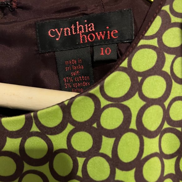 Cynthia Howie green and brown dot dress size 10 - Picture 3 of 5